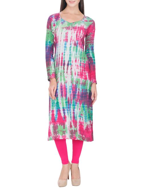 contrast shades shibori straight kurta - 15810666 - Very Small Image - 1