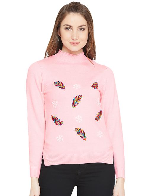 embroidered leaf turtle neck top - 15811714 - Very Small Image - 1