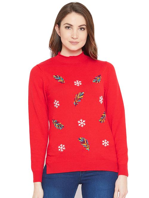 embroidered leaf turtle neck top - 15811715 - Very Small Image - 1