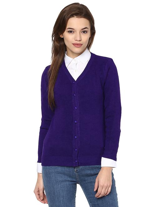 navy solid v-neck cardigan - 15811723 - Very Small Image - 1