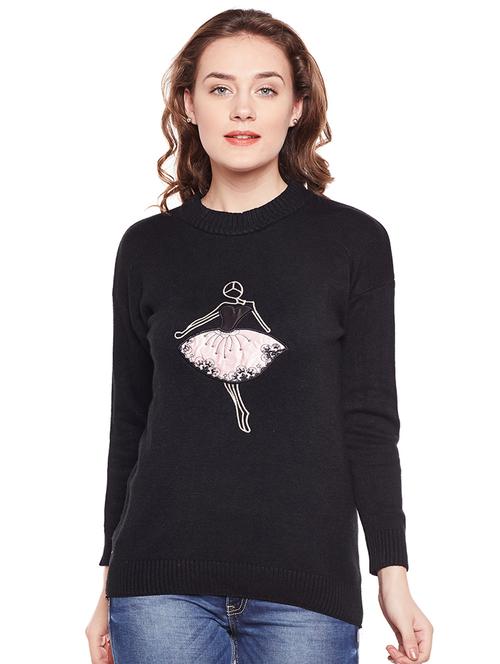 applique detail crew neck top - 15811730 - Very Small Image - 1