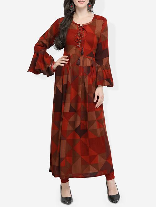 drawstring detail a-line kurta - 15812123 - Very Small Image - 1