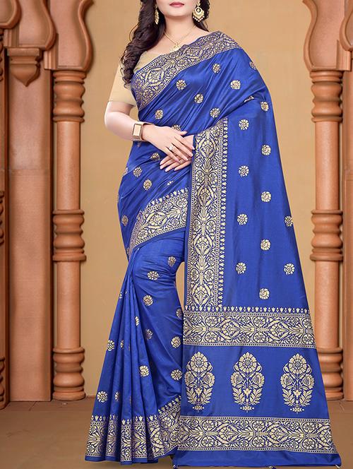 zari woven saree with blouse - 15812176 - Very Small Image - 1