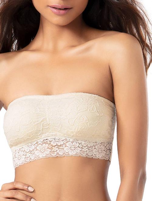 lace detail tube bra - 15812218 - Very Small Image - 1
