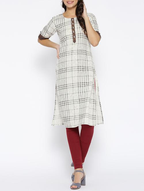 checkered straight kurta - 15814148 - Very Small Image - 1
