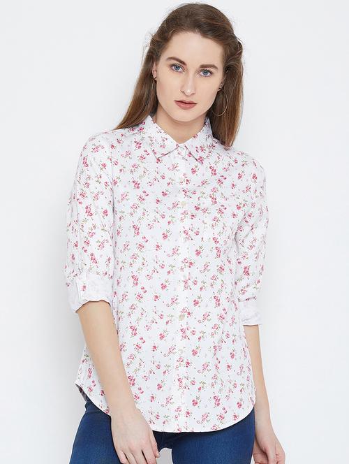 curved hem floral shirt - 15814329 - Very Small Image - 1