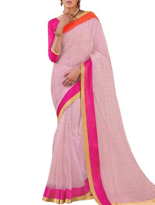 t satin border zari check saree - 15814391 - Very Small Image - 1