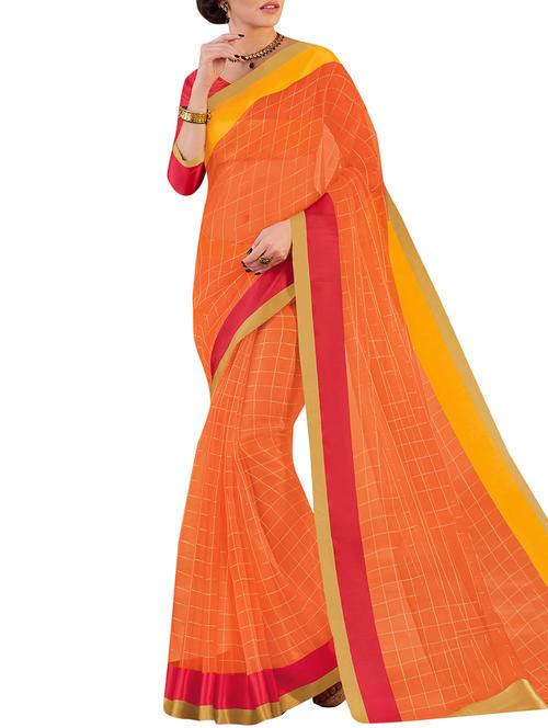t satin border zari check saree - 15814392 - Very Small Image - 1