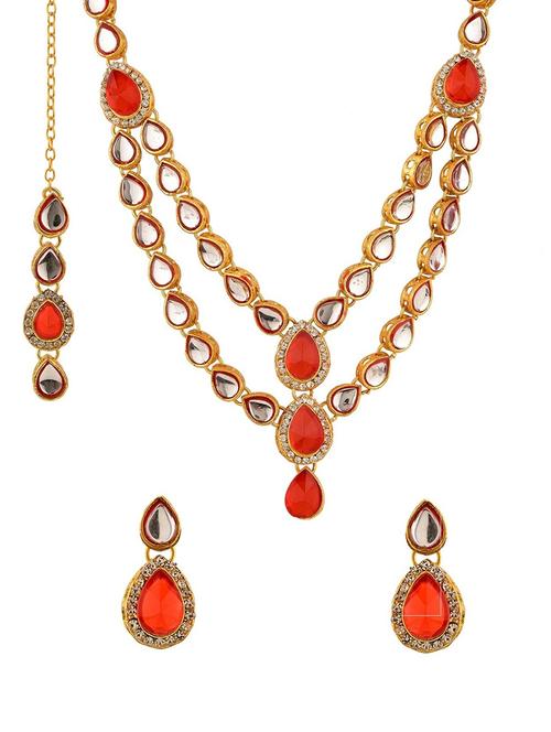 red metal necklaces and earring - 15814761 - Very Small Image - 1