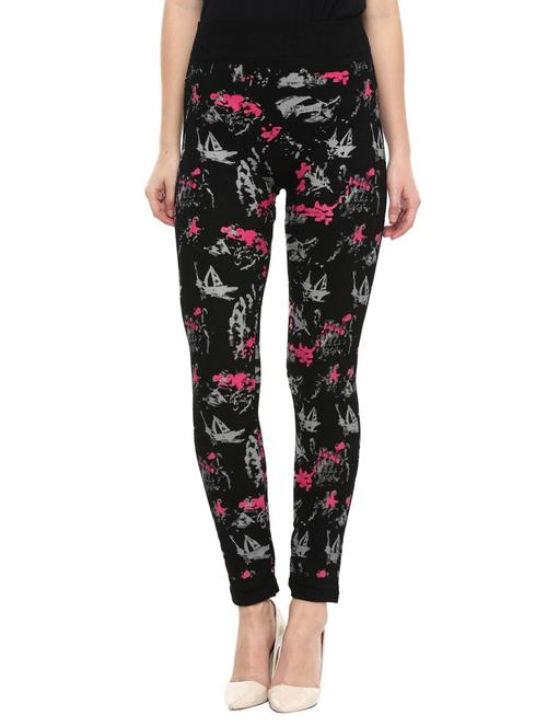 abstract print woolen leggings - 15814887 - Very Small Image - 1