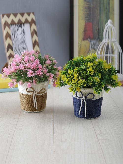 combo of two artificial flowering plants with pot - 15815432 - Very Small Image - 1