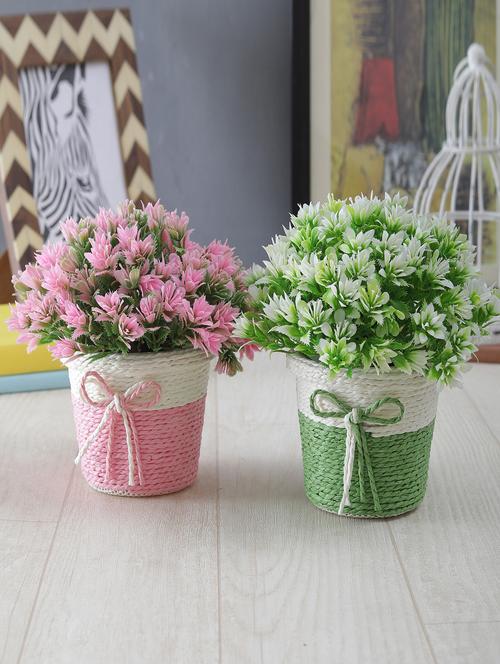 combo of two artificial flowering plants with pot - 15815433 - Very Small Image - 1
