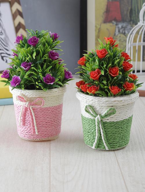 combo of two artificial flowering plants with pot - 15815441 - Very Small Image - 1