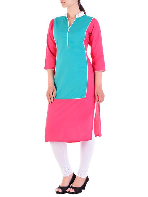 contrast yoke a-line kurti - 15815666 - Very Small Image - 1