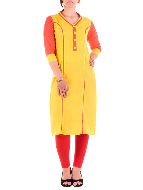 solid a-line kurti - 15815668 - Very Small Image - 1