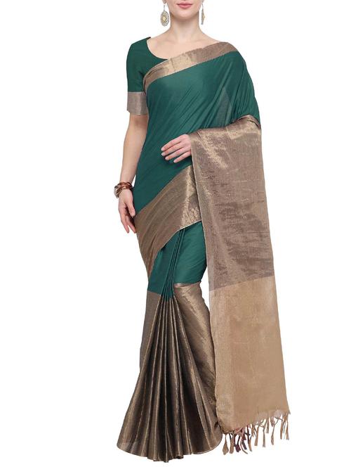 zari border woven saree with blouse - 15815810 - Very Small Image - 1