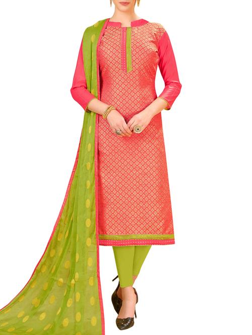 self-design semi-stitched churidaar suit - 15817007 - Very Small Image - 1