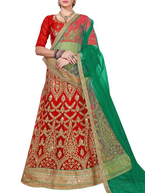 zari embroidered a-line lehenga - 15817128 - Very Small Image - 1