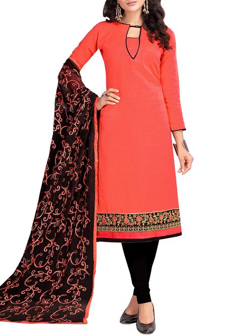 embroidered unstitched churidaar suit - 15817300 - Very Small Image - 1