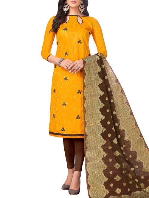 embroidered unstitched churidaar suit - 15817320 - Very Small Image - 1