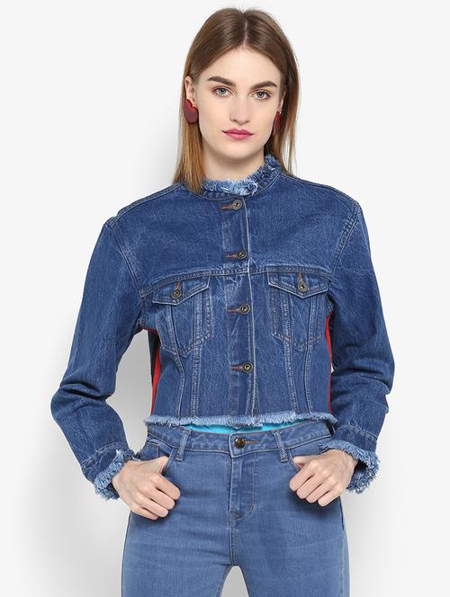 frayed hem denim jacket - 15817373 - Very Small Image - 1