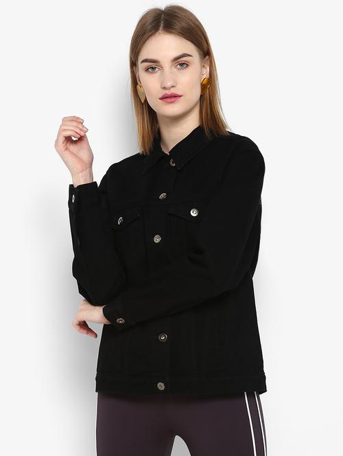 embroidered back denim jacket - 15817374 - Very Small Image - 1