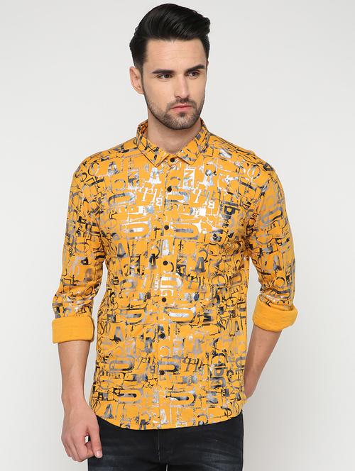 yellow printed casual shirt - 15817518 - Very Small Image - 1