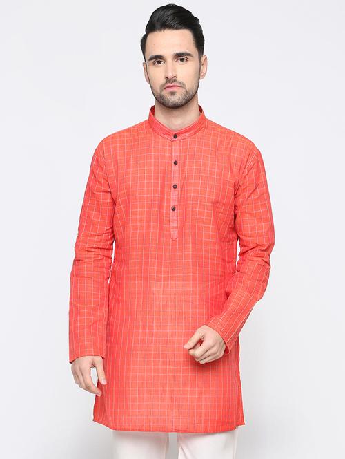 orange checkered kurta - 15817738 - Very Small Image - 1