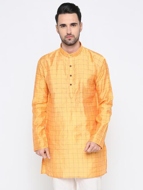 yellow checkered kurta - 15817741 - Very Small Image - 1