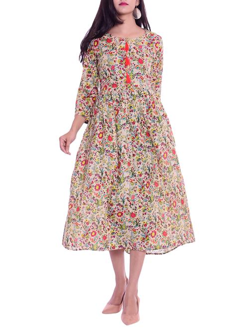 printed flared kurta - 15817837 - Very Small Image - 1