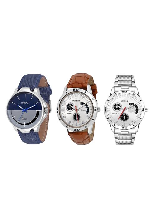 set of 3 round dial analog watch - 15818175 - Very Small Image - 1