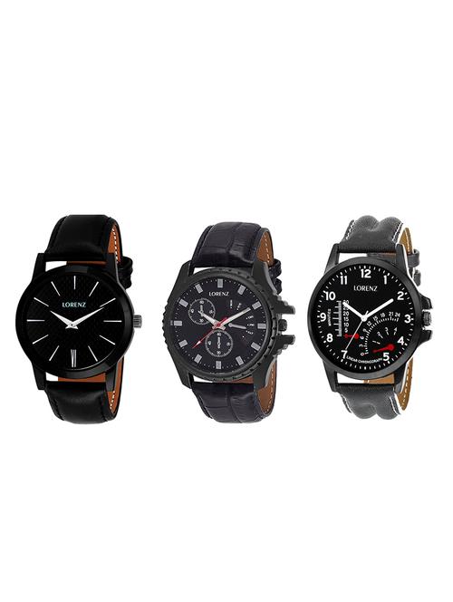 set of 3 round dial analog watch - 15818178 - Very Small Image - 1