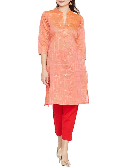 checkered printed straight kurta - 15818219 - Very Small Image - 1