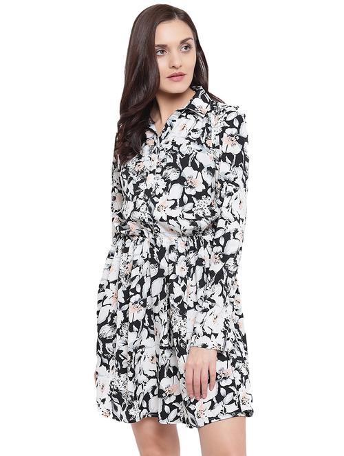 long sleeved floral blouson dress - 15818436 - Very Small Image - 1