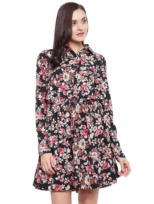 long sleeved floral blouson dress - 15818437 - Very Small Image - 1