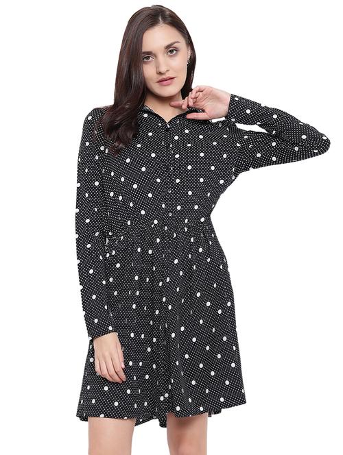 long sleeved polka dots blouson dress - 15818440 - Very Small Image - 1
