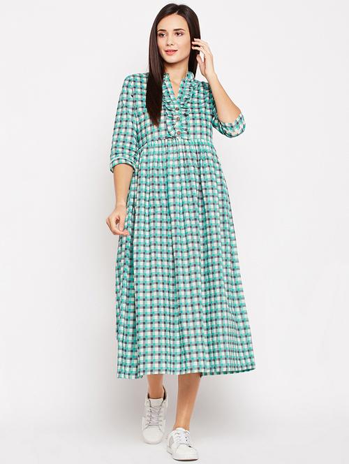 ruffle trim checkered a-line dress - 15819291 - Very Small Image - 1