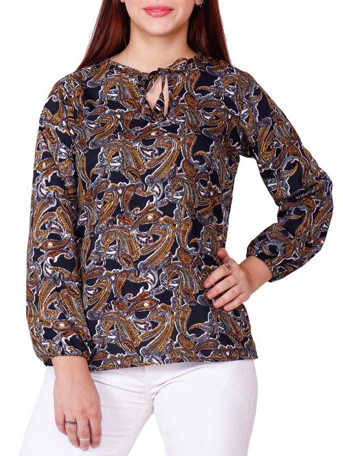 tie-up neck paisley print top - 15819517 - Very Small Image - 1