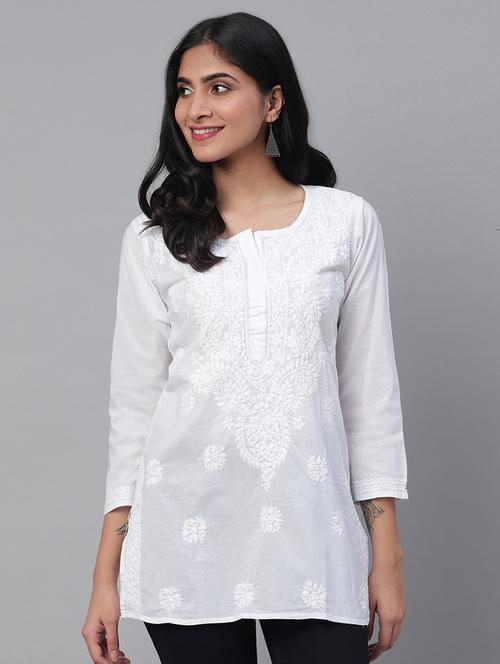 ada hand-embroidered white chikankari kurti - 15819738 - Very Small Image - 1