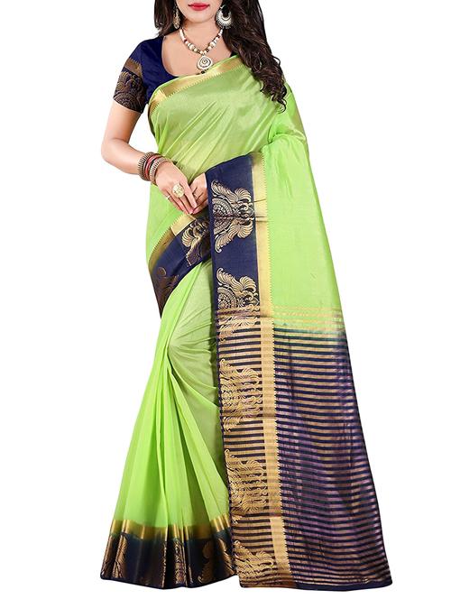 contrast zari border woven saree - 15820762 - Very Small Image - 1