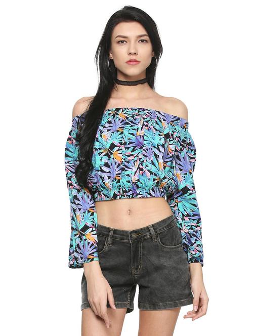 floral off shoulder crop top - 15821295 - Very Small Image - 1
