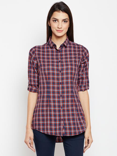 checkered roll up sleeved tunic - 15821454 - Very Small Image - 1