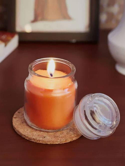 aromatic fables orange fragrance natural wax scented decorative gifting glass jar candle - 15822088 - Very Small Image - 1
