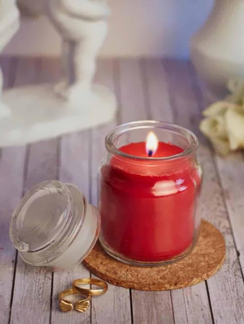 aromatic fables red percy fragrance natural wax scented decorative gifting glass jar candle - 15822090 - Very Small Image - 1