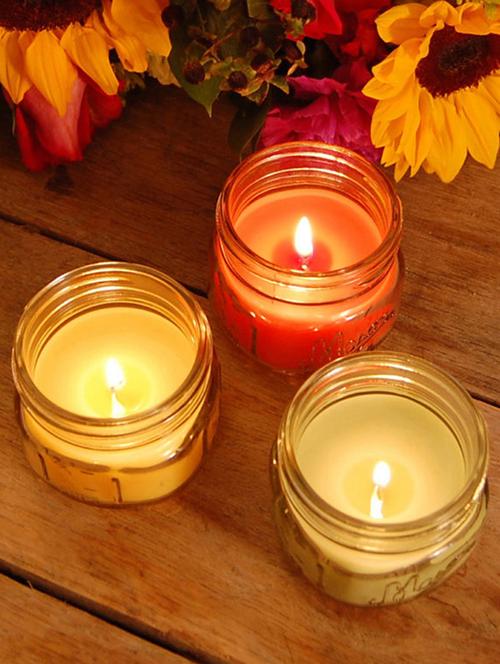 set of 3 scented candles with glass jar gifting scented candle | jasmine, champagne, bosco pond fragrance - 15822117 - Very Small Image - 1