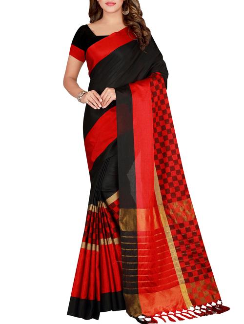 checkered zari border woven saree - 15822429 - Very Small Image - 1