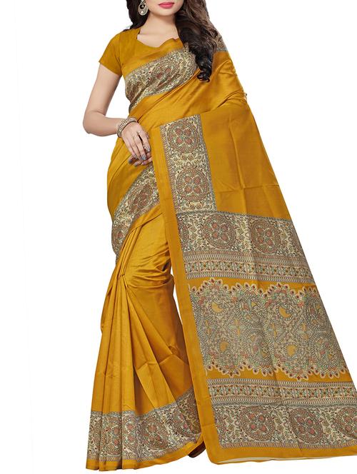madhubani border printed saree with blouse - 15822528 - Very Small Image - 1