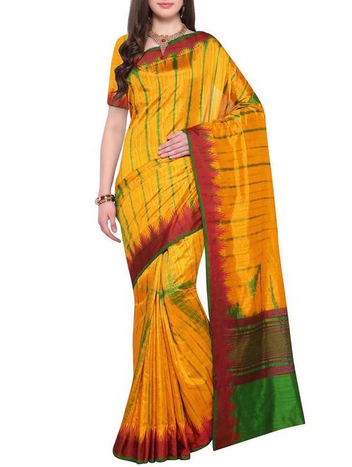 shibori yellow saree with blouse - 15822533 - Very Small Image - 1