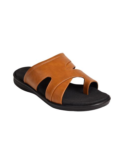 tan leatherette slip on slippers - 15823963 - Very Small Image - 1