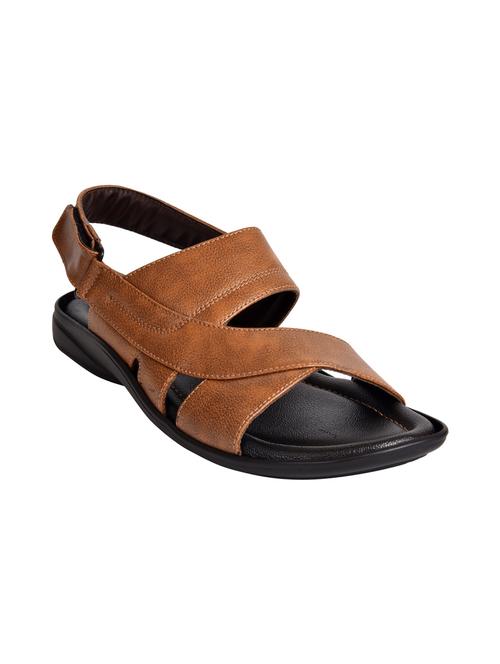 tan leatherette back strap sandals - 15824081 - Very Small Image - 1
